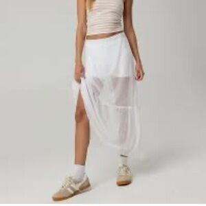 Aerie White Sheer Maxi Skirt